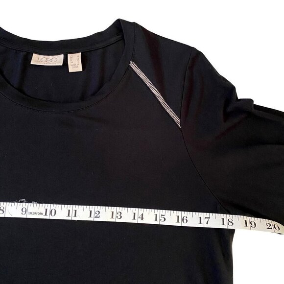 LOGO by Lori Goldstein Sz S Lagenlook Black/White Stitching Pockets Split Hem - Picture 9 of 10